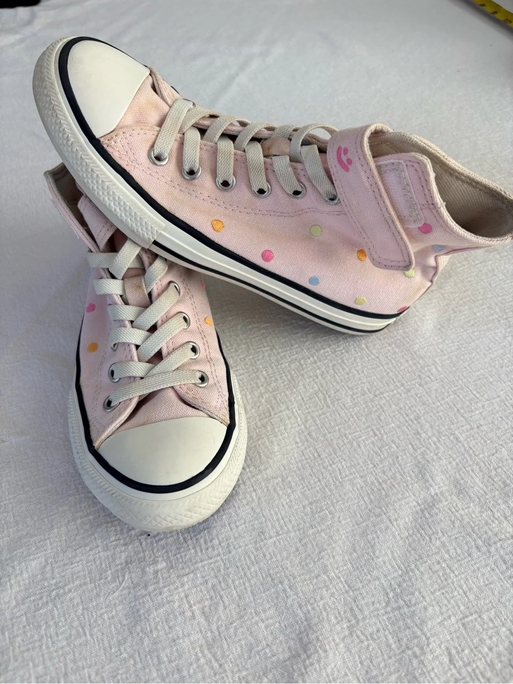 Converse Kids Pink High-Top Sneakers with Multicolor Dots - Picture 2 of 5